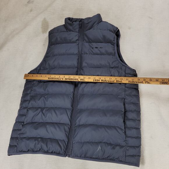 Lands End Puffer Vest Mens Sz Large Gray Goose Down Winter Cold Quilted Snow - Picture 5 of 16